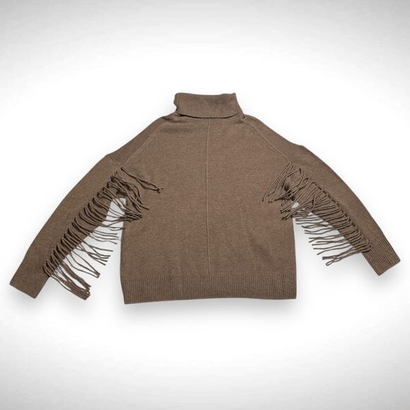 360 Cashmere Hudson Fringed Turtleneck Pullover Sweater Tan Size‎ Large NWOT - Picture 3 of 10